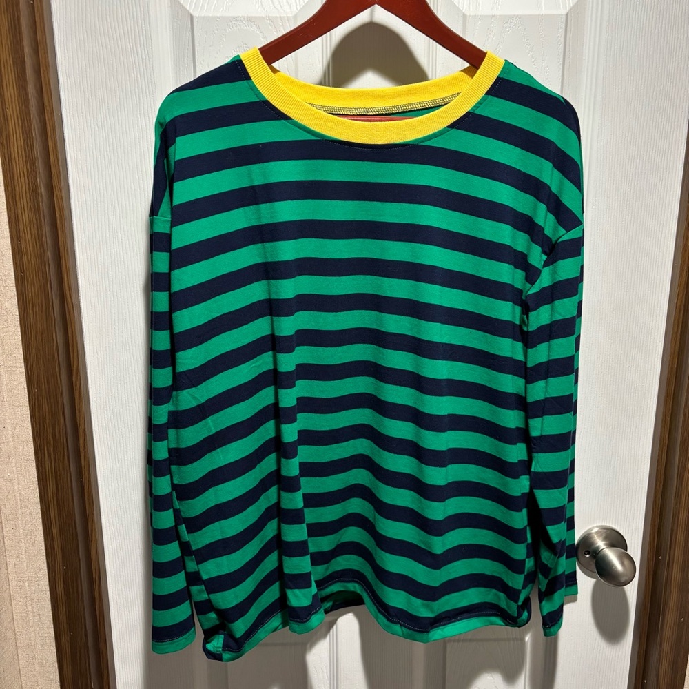 Striped Green and Blue Long Sleeve Shirt NWOT
